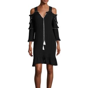 Derek Lam 10 Crosby Plisse Cold-Shoulder Dress